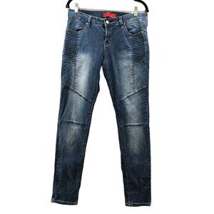 Zanadi Skinny Jeans Juniors 11 Womens Size 32 Blue Paneled Ribbed Mid Rise